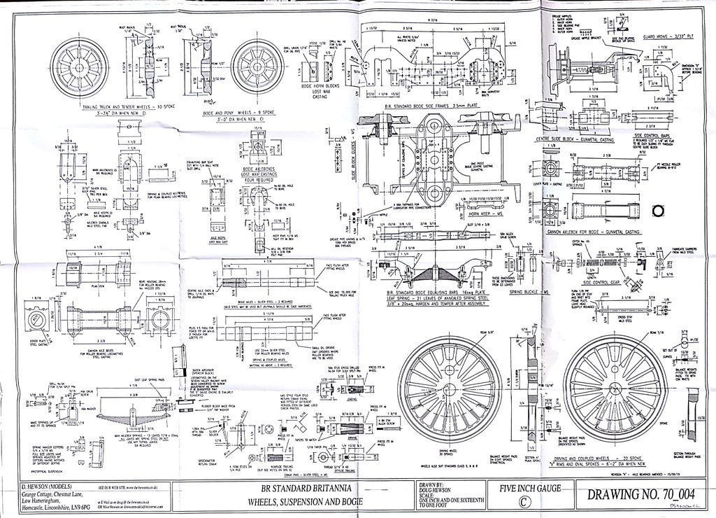 Britannia Wheels, Suspension details and Bogie Drawing Steam
