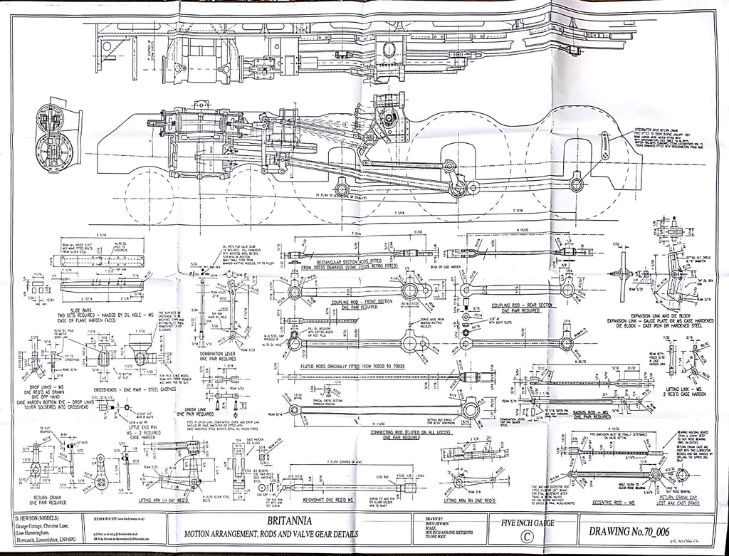 Britannia: Motion Arrangement, Rods, And Valve Gear Details Drawing 