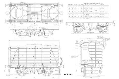 Wagons: Southern Railway 12T Vans 9ft WB to Diagram 1428 Drawing