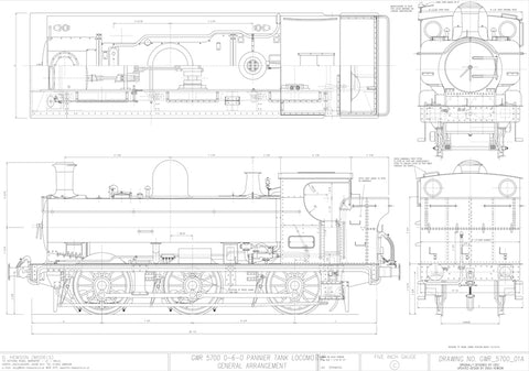 GWR 5700 Pannier Tank: Doug Hewson Complete Drawing set