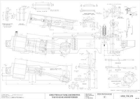 GWR 5700 Pannier Tank: Valve Gear, Reverser, and Rear Springing Arrangement Drawing