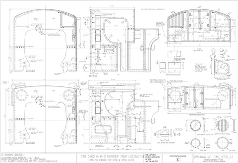 GWR 5700 Pannier Tank: Cab Platework Arrangement Drawing