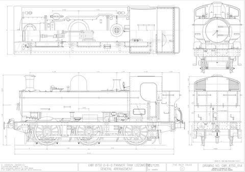 GWR 8750 Pannier Tank: General Arrangement Drawing