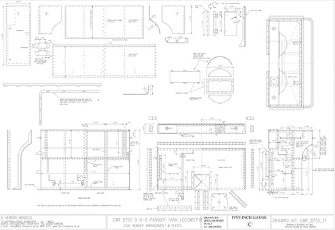 GWR 8750 Pannier Tank: Coal Bunker Arrangement Drawing