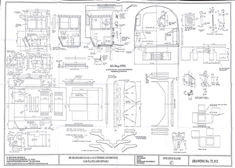 BR STD Class 4 Tender 75000: Cab Plates and Details Drawing