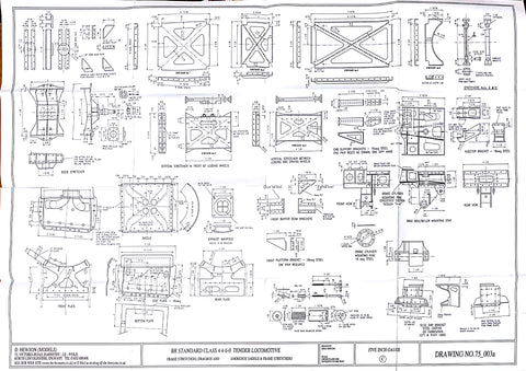 BR STD Class 4 Tender 75000: Frame Stretchers, Dragbox and Smokebox Saddle Drawing