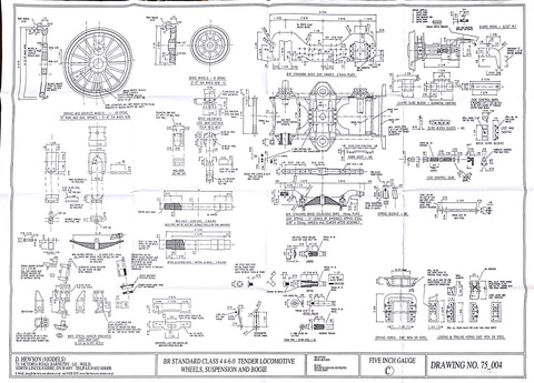 BR STD Class 4 Tender 75000: Wheels, Suspension details and Bogie Drawing