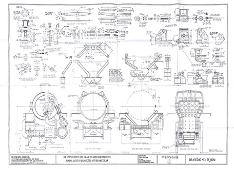 BR STD Class 4 Tender 75000: Horns, Motion Brackets, & Brake Gear Drawing