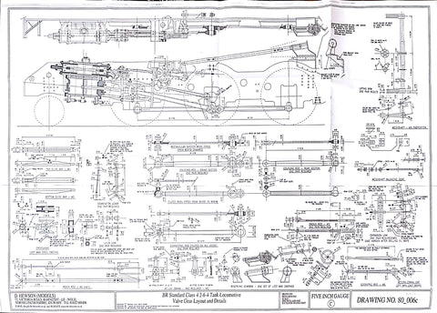 BR STD Class 4 Tank 80000: Valve Gear Layout and Details Drawing