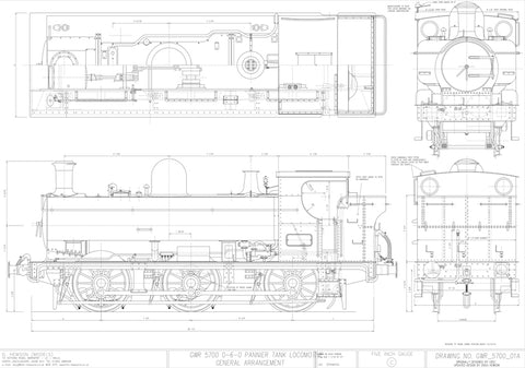 GWR 5700 Pannier Tank: General arrangement Drawing