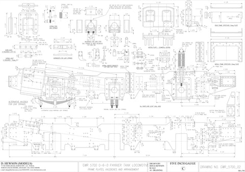 GWR 5700 Pannier Tank: Frame Plates, Axle Boxes, and Arrangement Drawing
