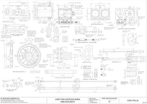 GWR 5700 Pannier Tank: Wheels, Axles, Coupling and Connecting rods Drawing