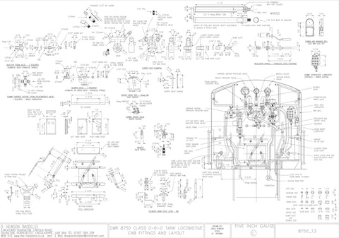 GWR 8750 Pannier Tank: Cab Fittings and Layout Drawing